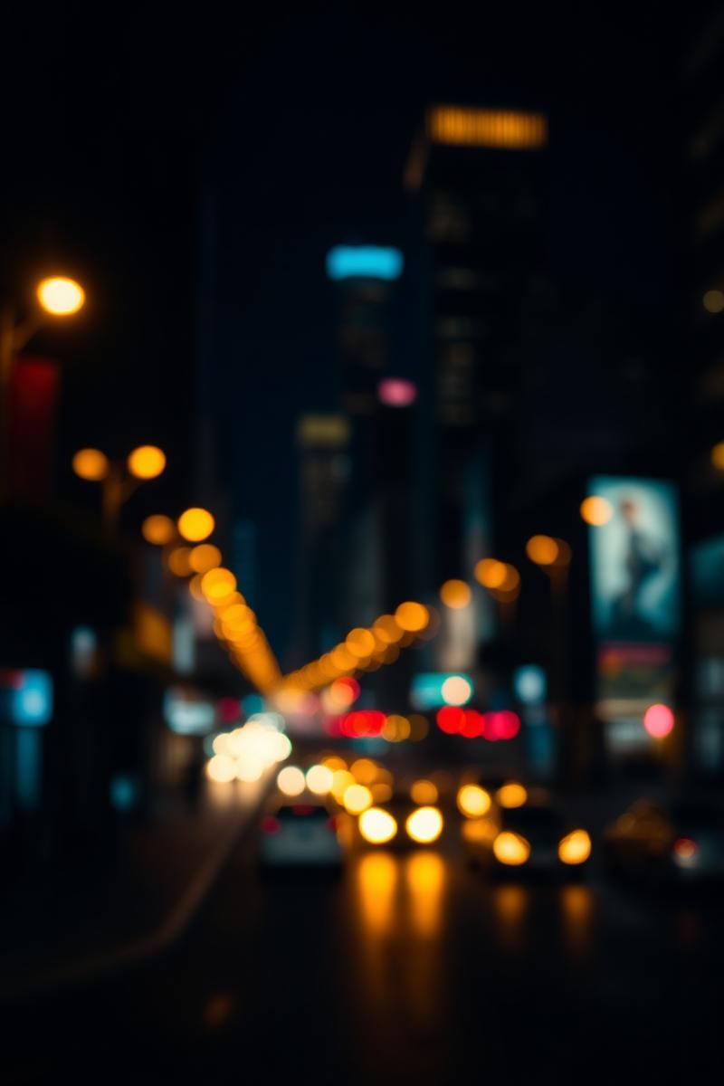Placeholder key art: night city bokeh
