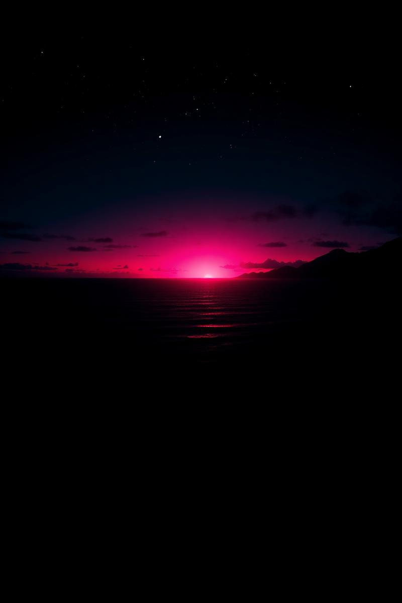 Placeholder key art: magenta horizon over dark water